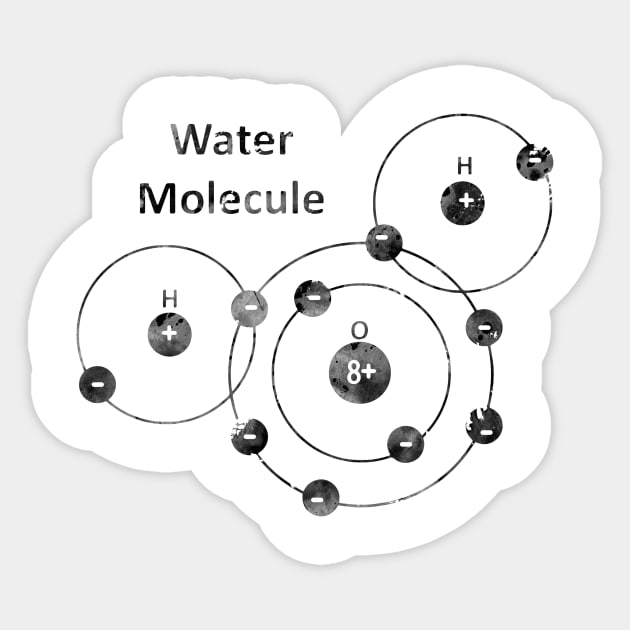 Water Molecule Sticker by erzebeth